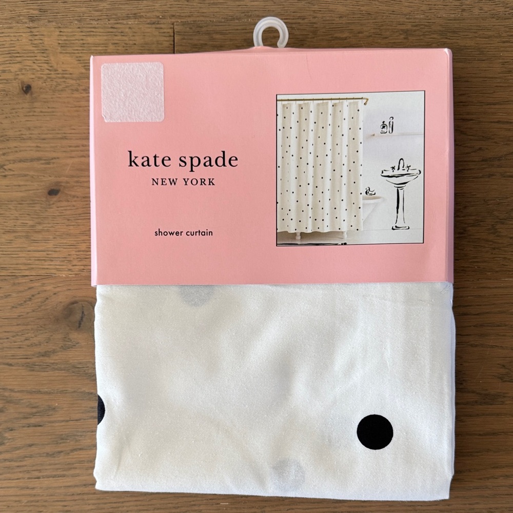 Kate Spade White and Black Polka Dot Shower Curtain